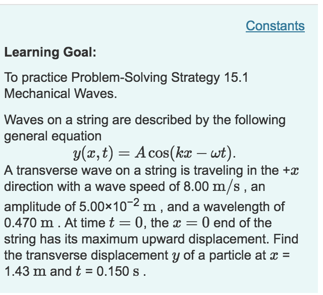Solved Constants Learning Goal To practice ProblemSolving