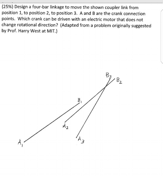 Solved (25%) Design a four-bar linkage to move the shown | Chegg.com