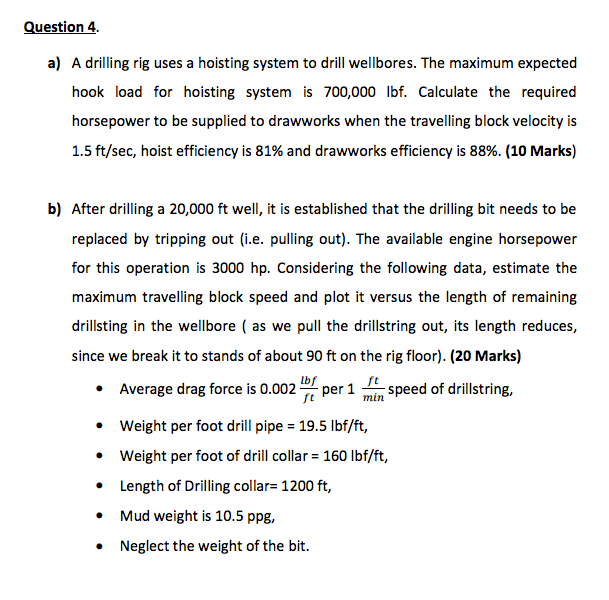 Solved A drilling rig uses a hoisting system to drill