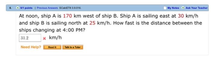 Solved At Noon, Ship A Is 170 Km West Of Ship B. Ship A Is | Chegg.com