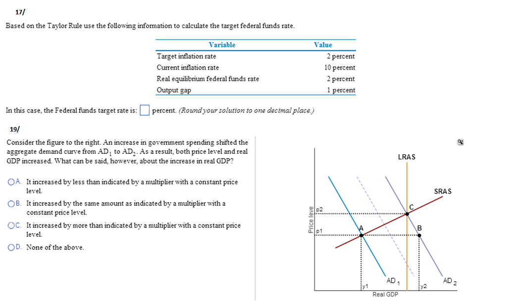 Solved Based on the Taylor Rule use the following