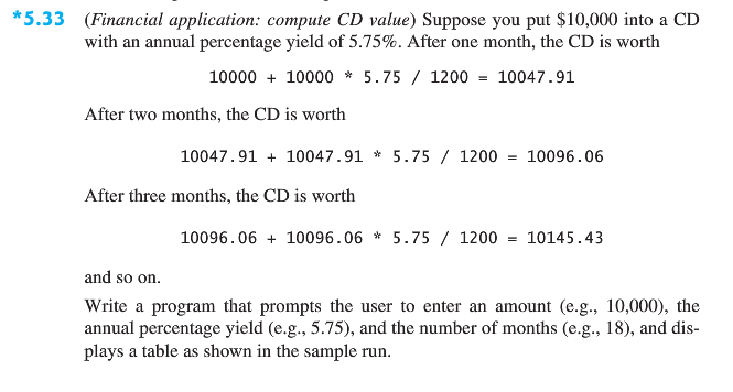 Solved 5.33 (Financial application: compute CD value) | Chegg.com