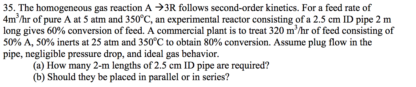 Solved The homogeneous gas reaction A rightarrow3R follows | Chegg.com