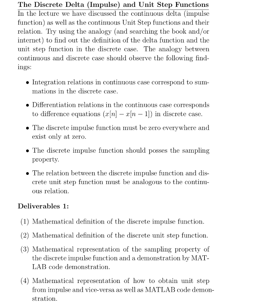 Solved The Discrete Delta (Impulse) and Unit Step Functions | Chegg.com