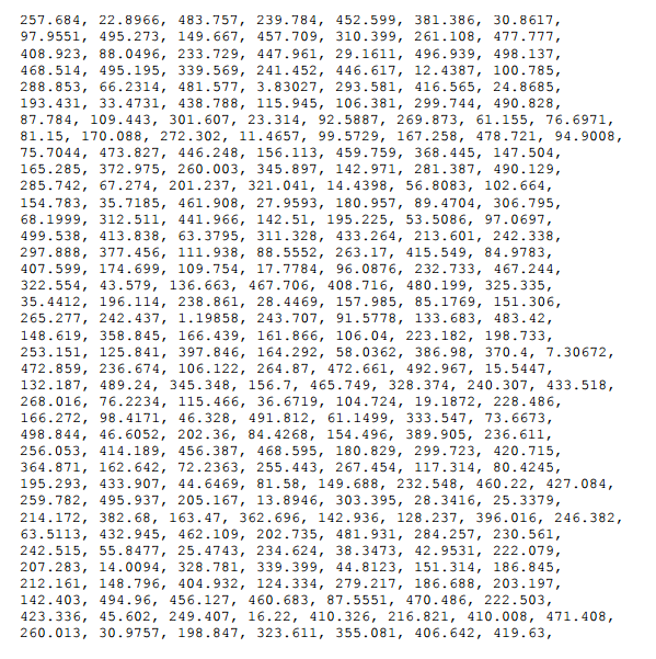 Solved 3. A set of 500 float numbers is given below: Write a | Chegg.com