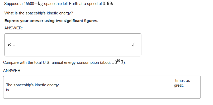 Solved Suppose a 15500-kg spaceship left Earth at a speed of | Chegg.com