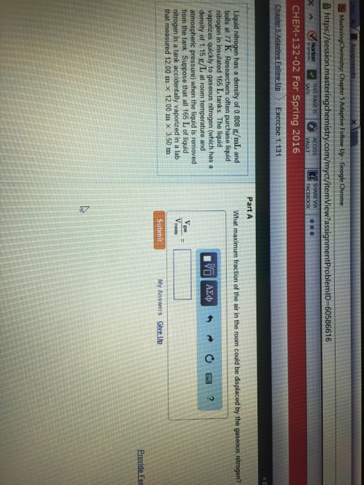 Solved Liquid nitrogen has a density of 0.808 g/mL and bolls