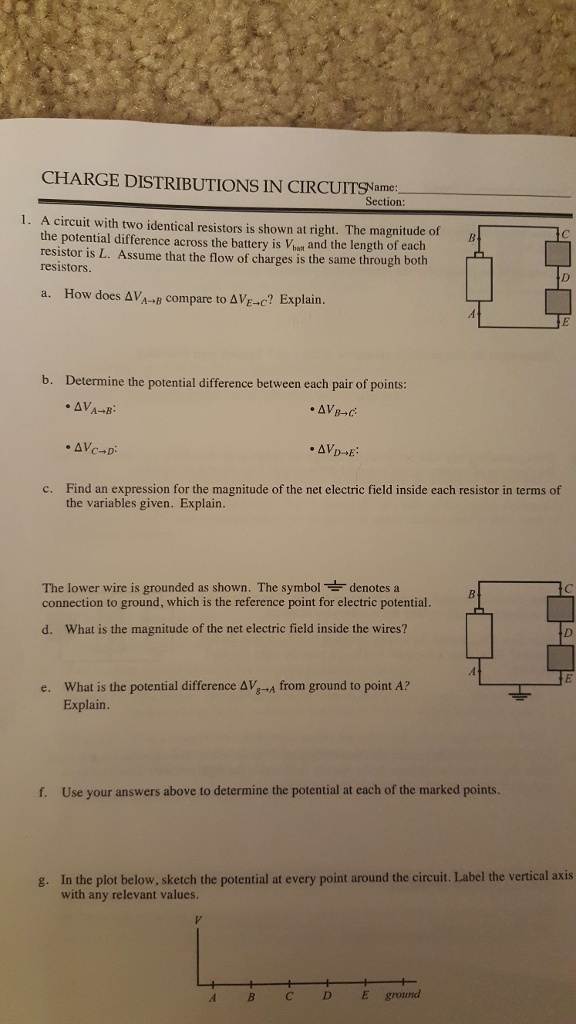 Solved CHARGE DISTRIBUTIONS IN Section i. A circuit with