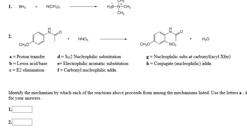 Solved H3B-N-CH3 CH3 HNO H20 CHO NO2 CH30 a Proton transfer | Chegg.com