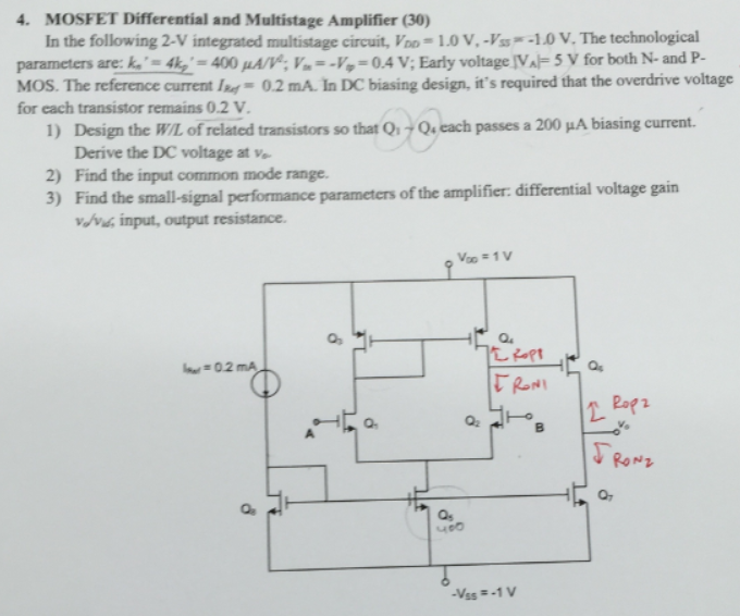 Solved MOSFET Differential and Multistage Amplifier (30) In | Chegg.com
