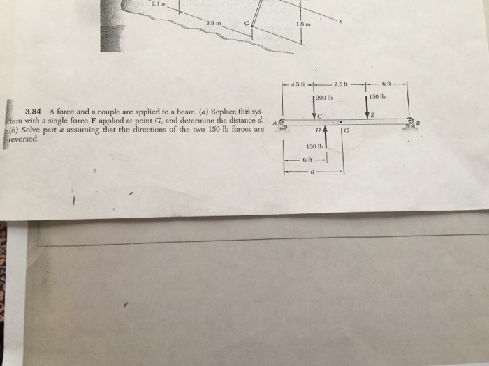 Solved A force and a couple are applied to a beam. (a) | Chegg.com