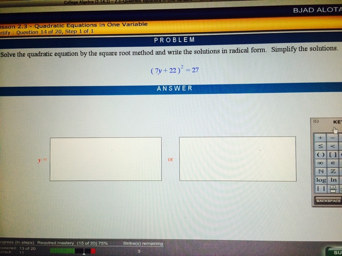 Solved Solve the quadratic equation by the square root | Chegg.com