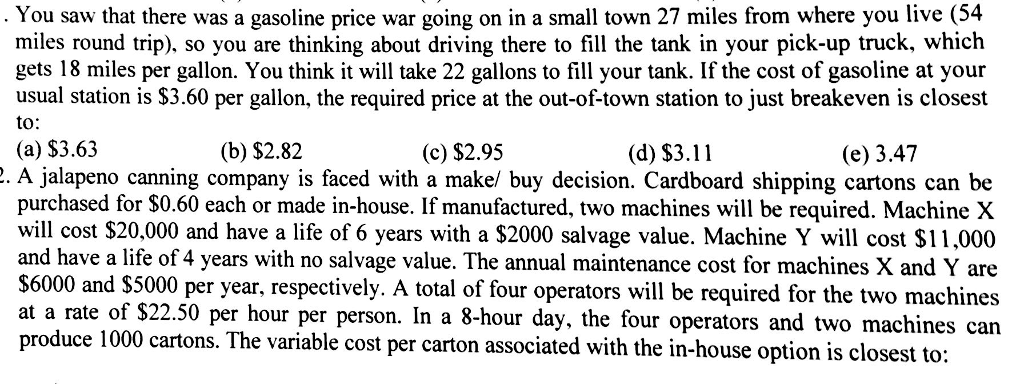 Solved You Saw That There Was A Gasoline Price War Going On | Chegg.com