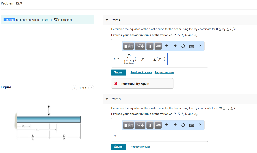 Solved Problem 12.9 Consider the beam shown in (Figure 1). | Chegg.com