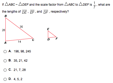 Solved If ABC ~ DEF and the scale factor from ABC to DEF is | Chegg.com