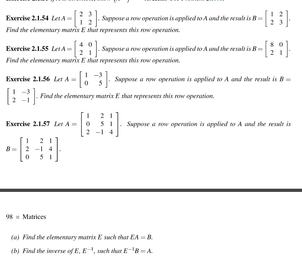 Solved Exercise 2.1.54 Let A Suppose a row operation is Chegg