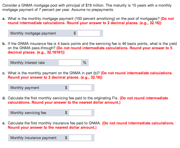 Solved Consider a GNMA mortgage pool with principal of 19