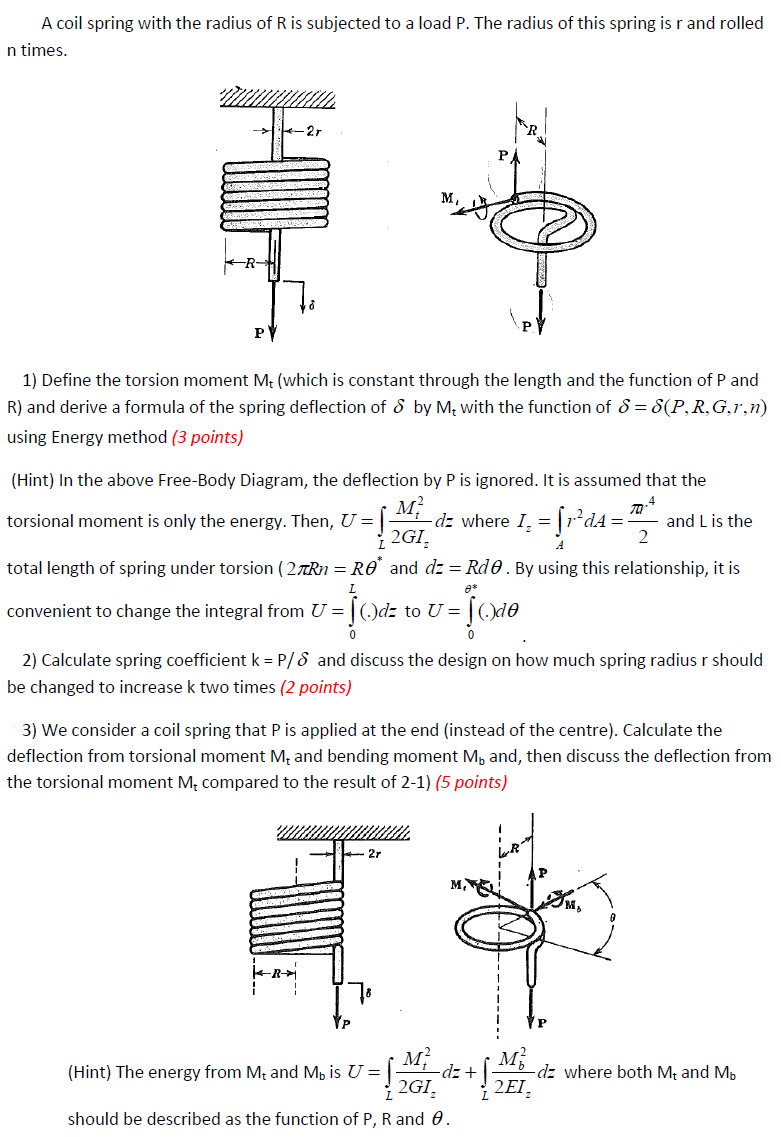 Solved A coil spring with the radius of R is subjected to a | Chegg.com