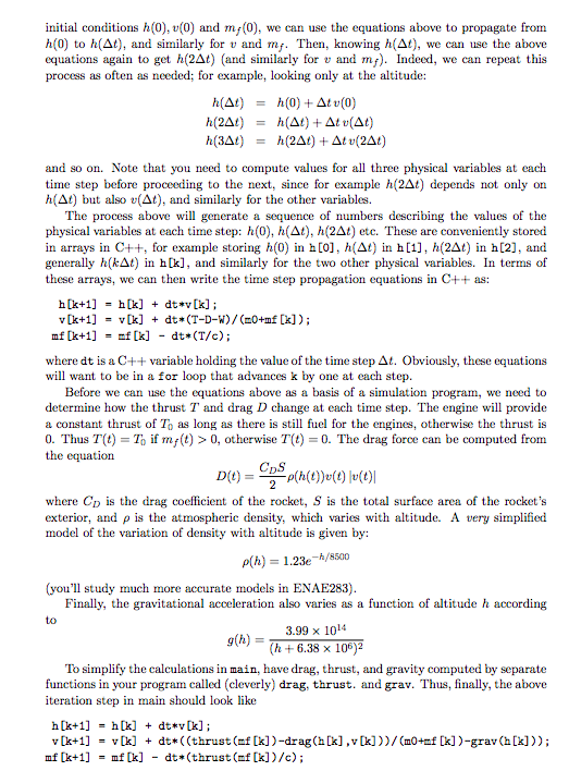 Let's fly a rocket! Simplified equations governing | Chegg.com