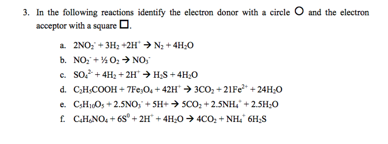 Solved 3. In the following reactions identify the electron | Chegg.com