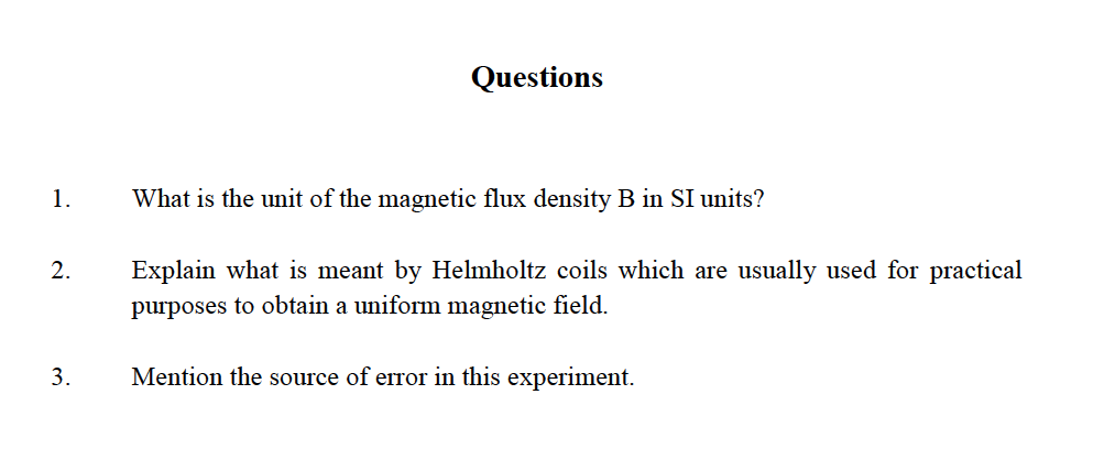 Solved What is the unit of the magnetic flux density B in SI Chegg com