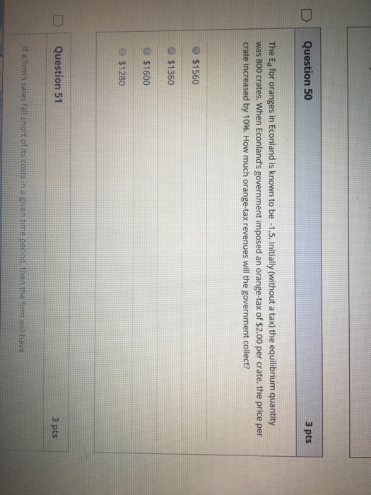 Solved The Ed for oranges in Econland is known to be 1.5.