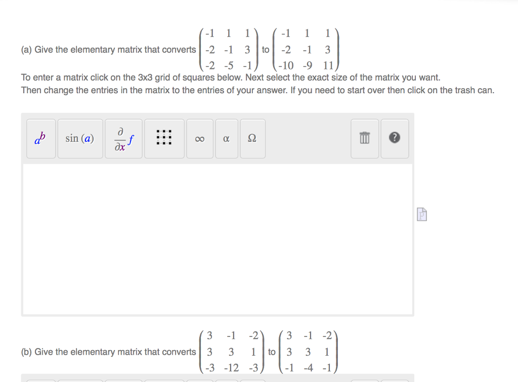 Solved Give the elementary matrix that converts (-1 -2 -2 1 | Chegg.com