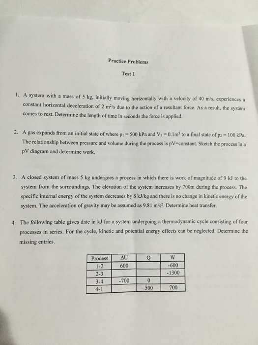 Solved A system with a mass of 5 kg, initially moving | Chegg.com
