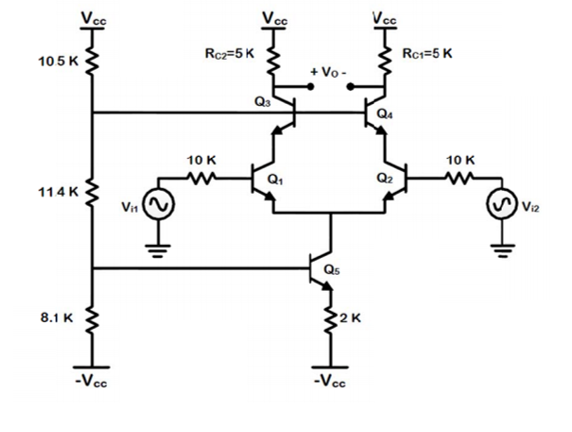 Solved Vcc Vcc Rc2 5 K 105 K 10 K M Q1 114 K Vn (n 8.1 K Vcc 