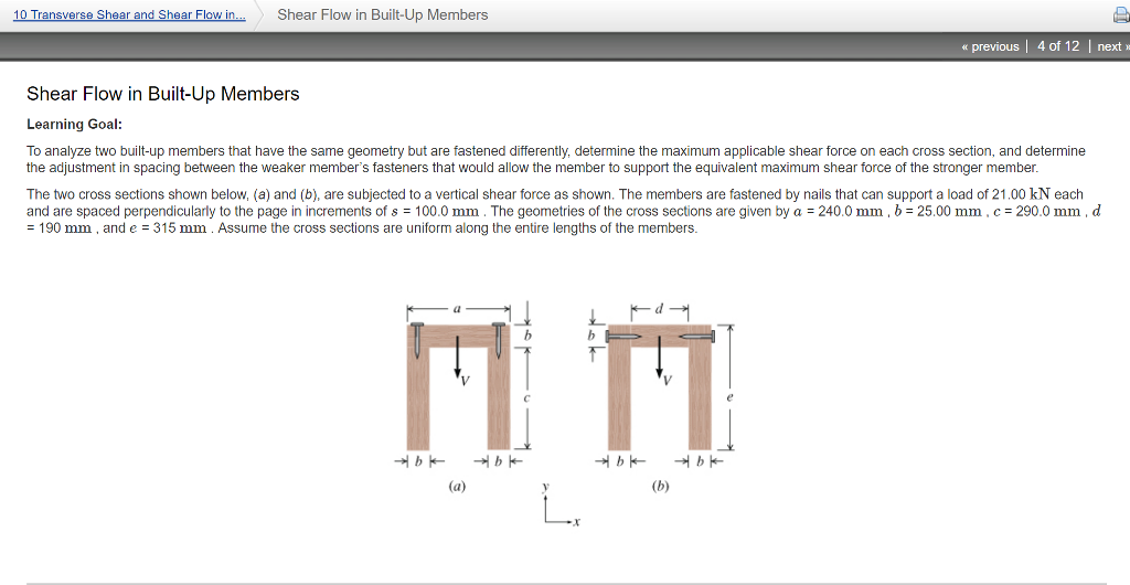 Solved 10 Transverse Shear and Shear Flow in Shear Flow in