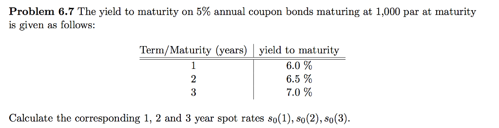 Solved Problem 6.7 The yield to maturity on 5% annual coupon | Chegg.com