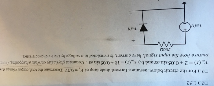 Solved For the circuit below, assume a forward diode drop of | Chegg.com