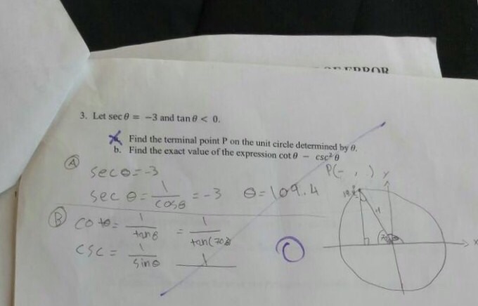 Solved Let sec theta = -3 and tan theta