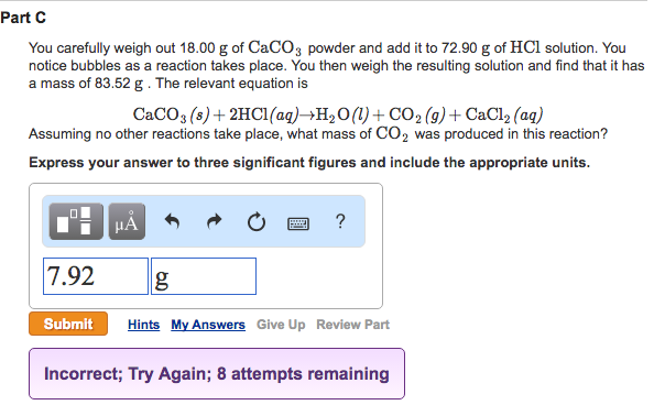 solved-you-carefully-weigh-out-18-00-g-of-caco-3-powder-and-chegg