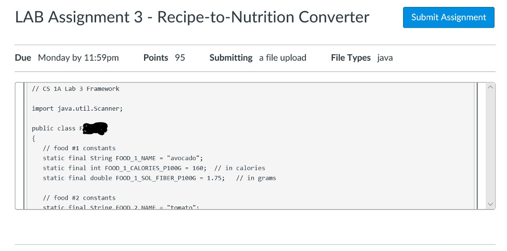 Solved LAB Assignment 3 - Recipe-to-Nutrition Converter | Chegg.com