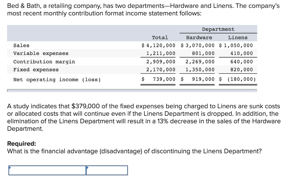 Solved Bed & Bath, a retailing company, has two