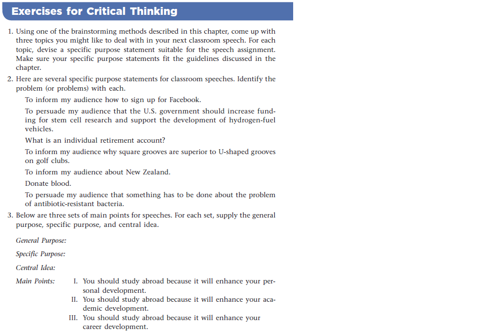 Solved Exercise for Critical Thinking Do from # 2 & 3 | Chegg.com