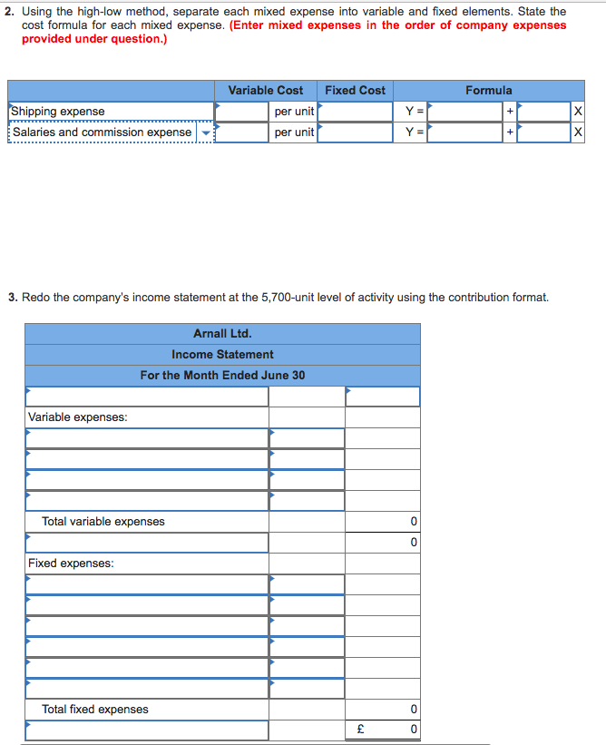 Solved Using the highlow method, separate each mixed