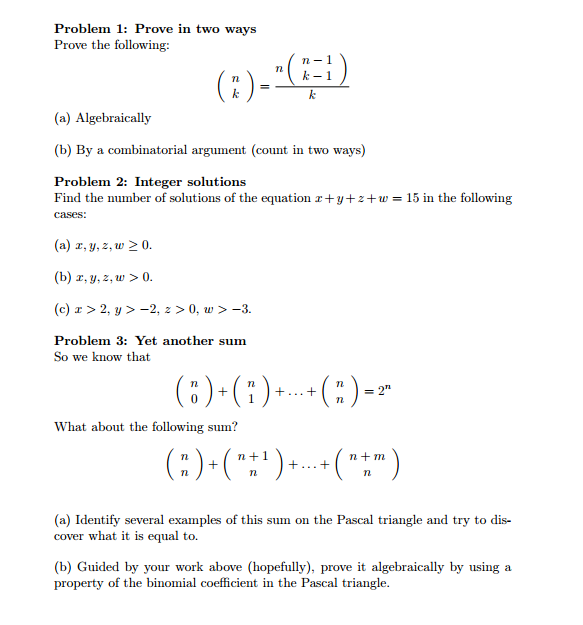 Solved Prove In Two Ways Prove The Following N K N N 1