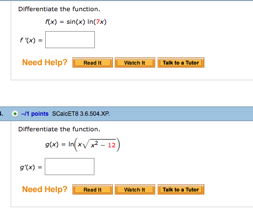 Solved Differentiate The Function F X Sin X Ln 7x