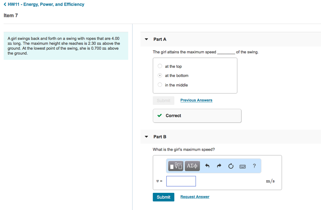 Solved HW11 Energy, Power, and Efficiency Item 7 A girl