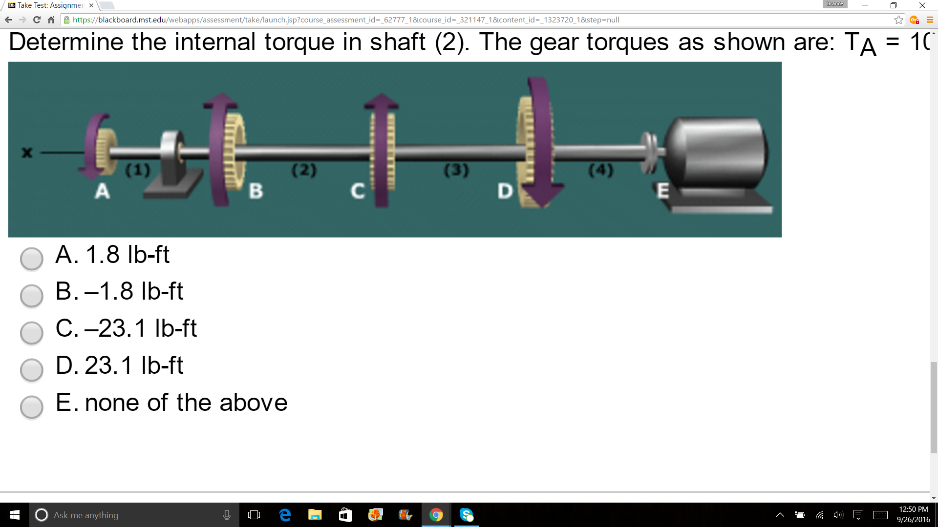 Solved Determine the internal torque in shaft (2). The gear