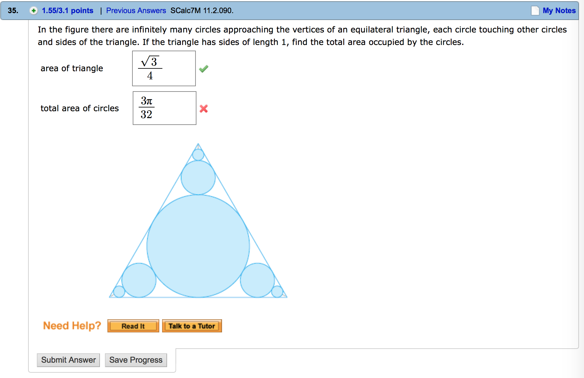 Solved In the figure there are infinitely many circles