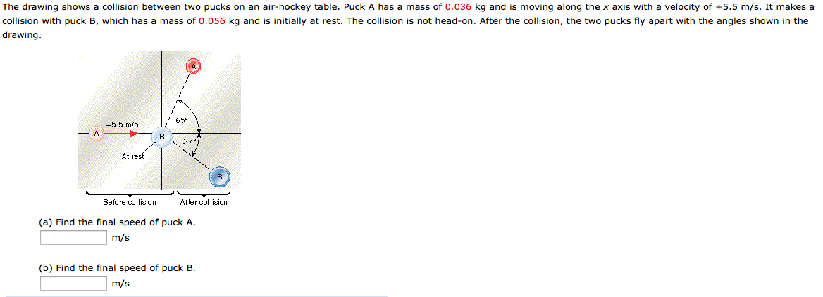Solved The Drawing Shows A Collision Between Two Pucks On An | Chegg.com