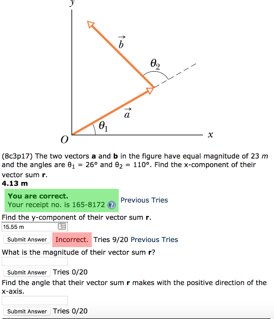 Solved (8c3p17) The Two Vectors A And B In The Figure Have | Chegg.com