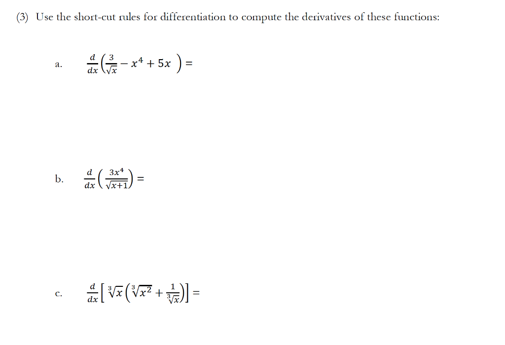 Solved Use the short-cut rules for differentiation to | Chegg.com