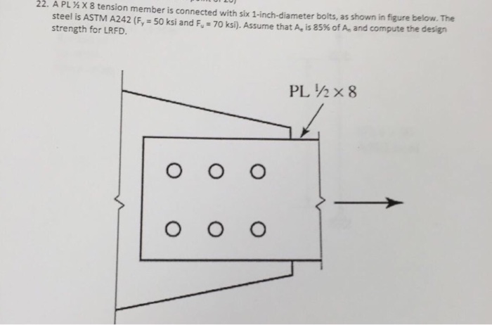 Solved A PL 1/2 X 8 tension member is connected with six | Chegg.com