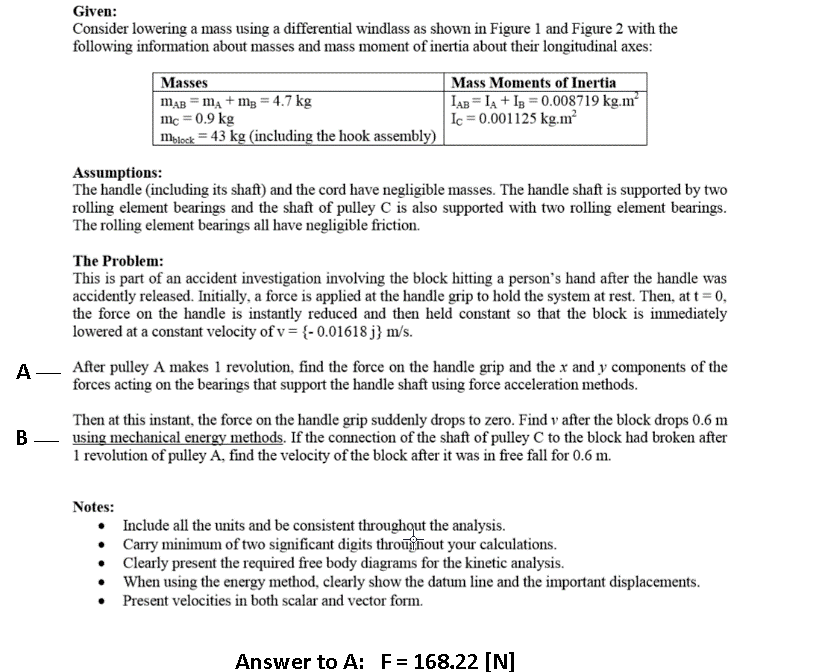 Solved Given Consider lowering a mass using a differential