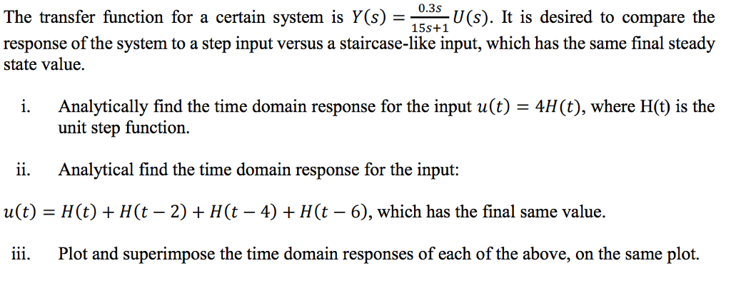 Solved The transfer function for a certain system is Y(s) = | Chegg.com