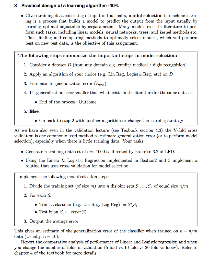 3 Practical design of a learning algorithm-40% . | Chegg.com